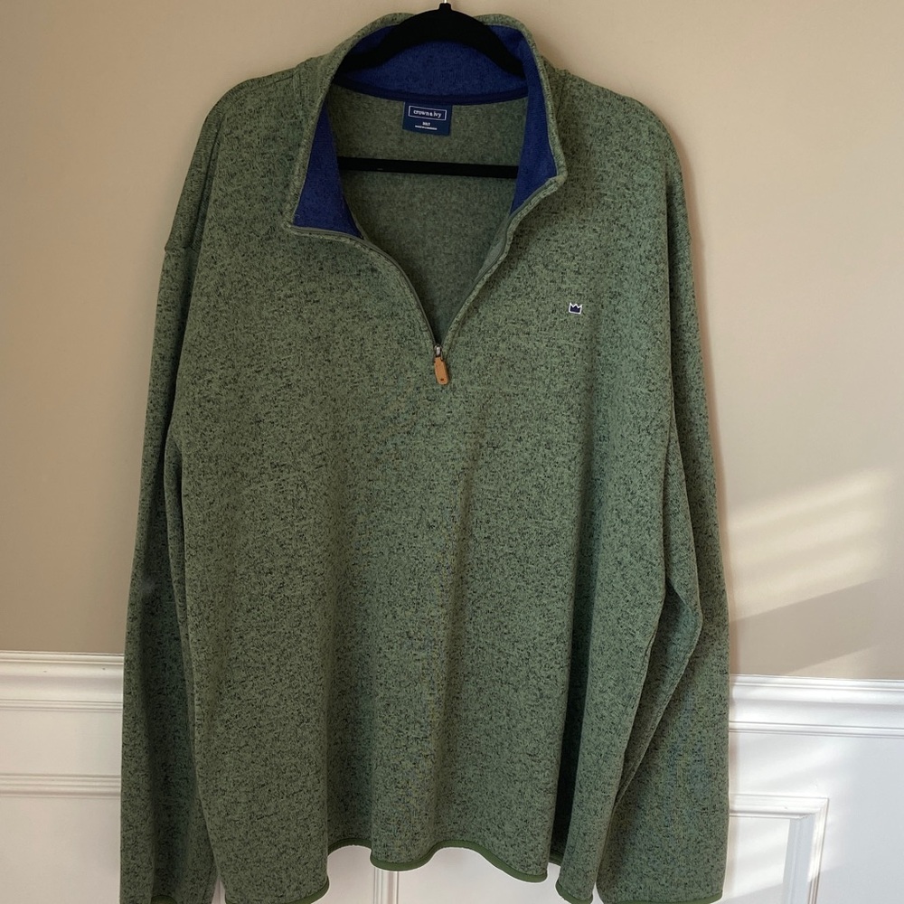 Men's‎ Green Quarter-Zip Sweater-3XLT